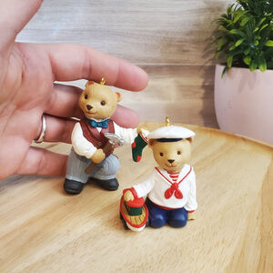 Vintage Hallmark Keepsake Christmas Ornaments Bearingers Series Lot of 2 1993